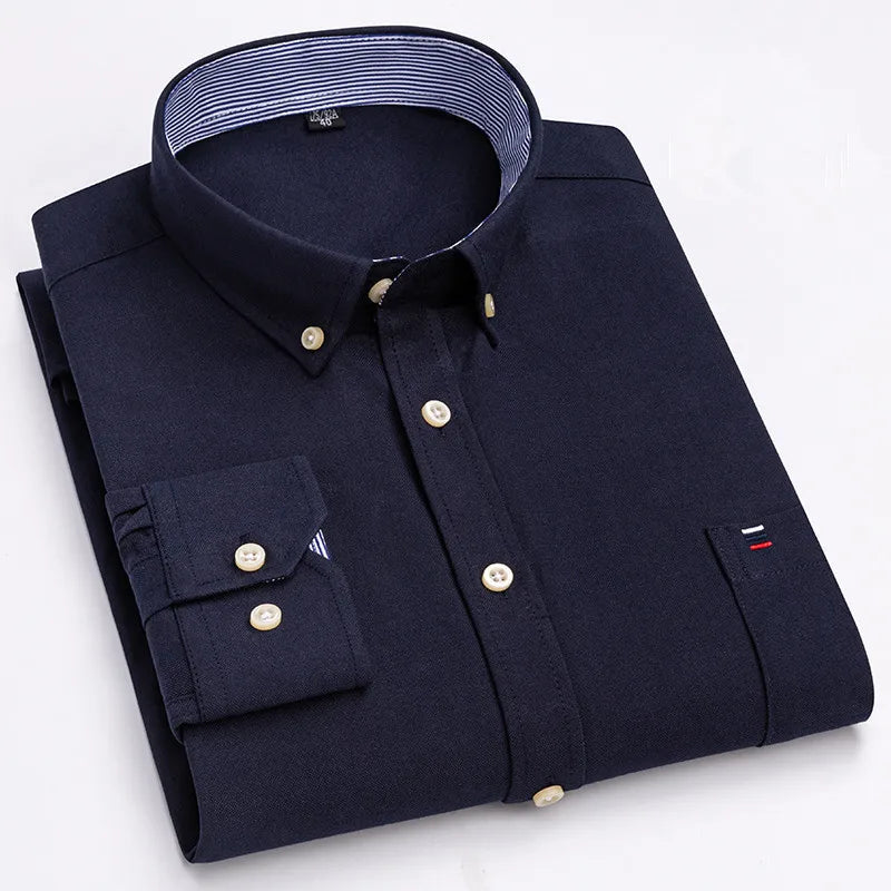 Men's Breathable Cotton Oxford Button-Down Shirt | Refined Everyday Comfort Fit 8