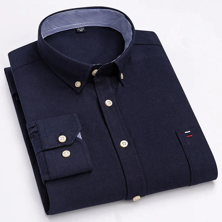Men's Breathable Cotton Oxford Button-Down Shirt | Refined Everyday Comfort Fit 8