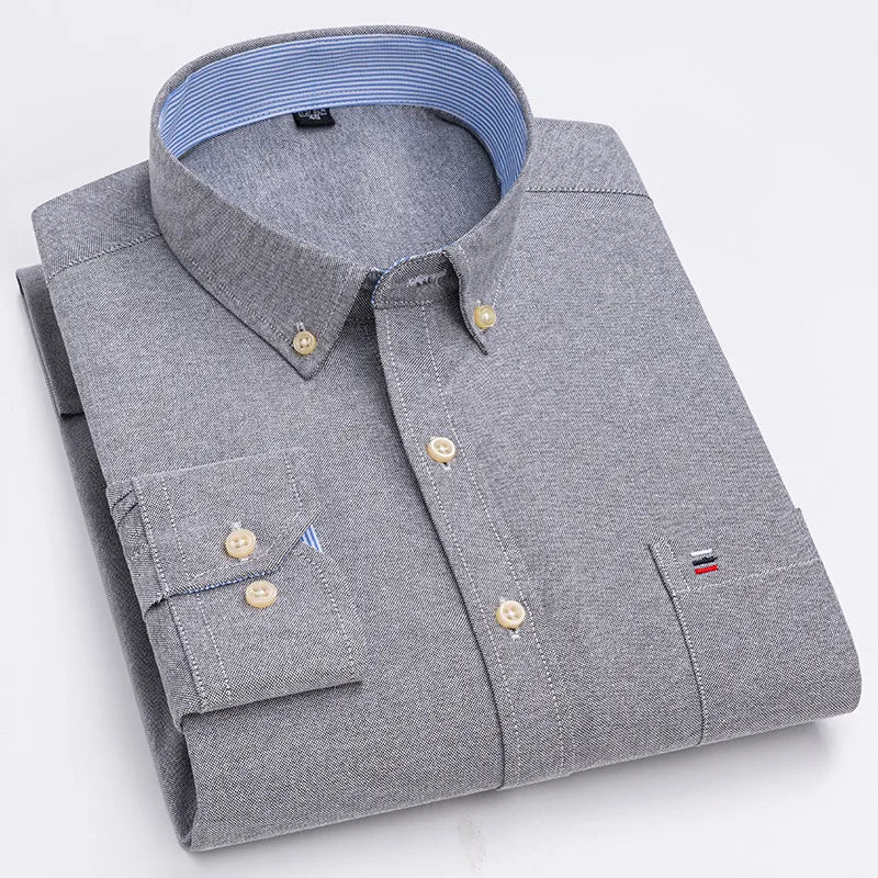 Men's Breathable Cotton Oxford Button-Down Shirt | Refined Everyday Comfort Fit 9