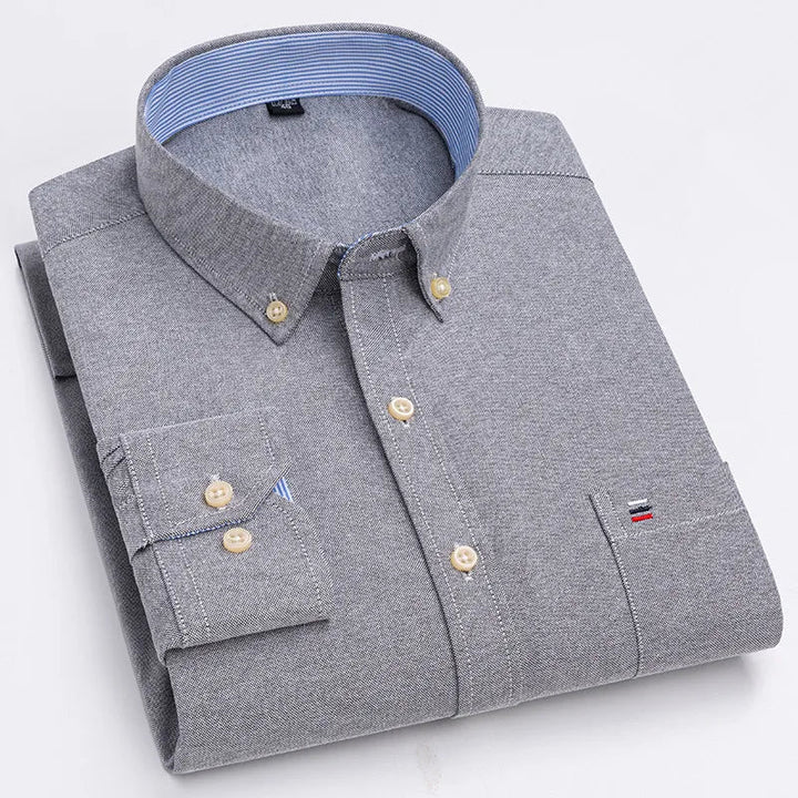 Men's Breathable Cotton Oxford Button-Down Shirt | Refined Everyday Comfort Fit 9