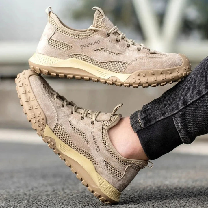 Men's breathable mesh work sneakers with protective toe