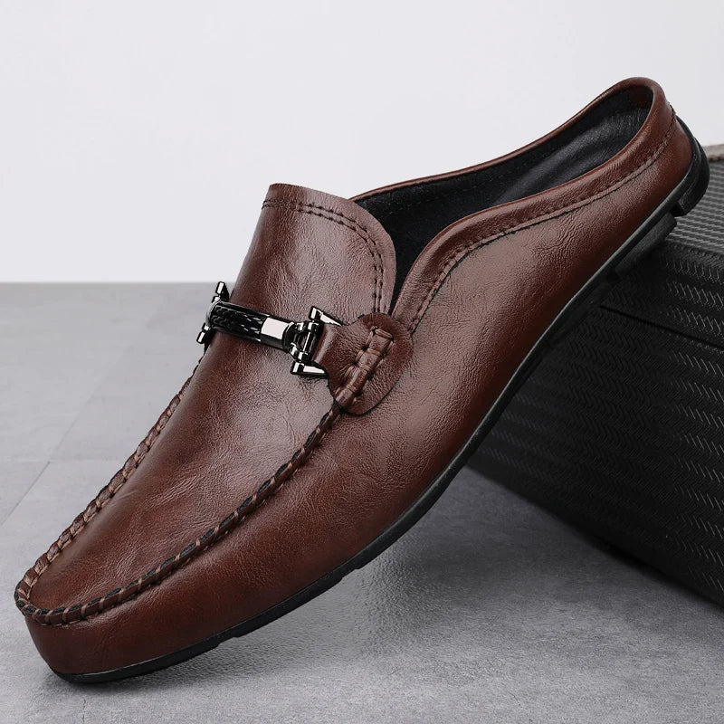 Men's Brown Leather Loafers | Classic Comfortable Casual Flat Shoes