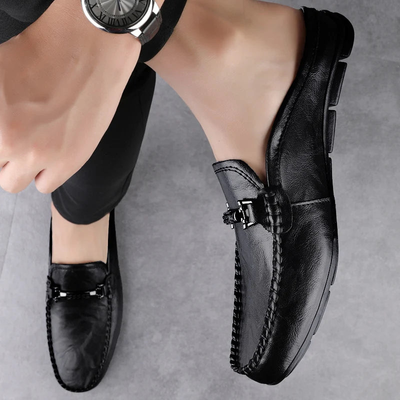 Men's Brown Leather Loafers | Classic Comfortable Casual Flat Shoes