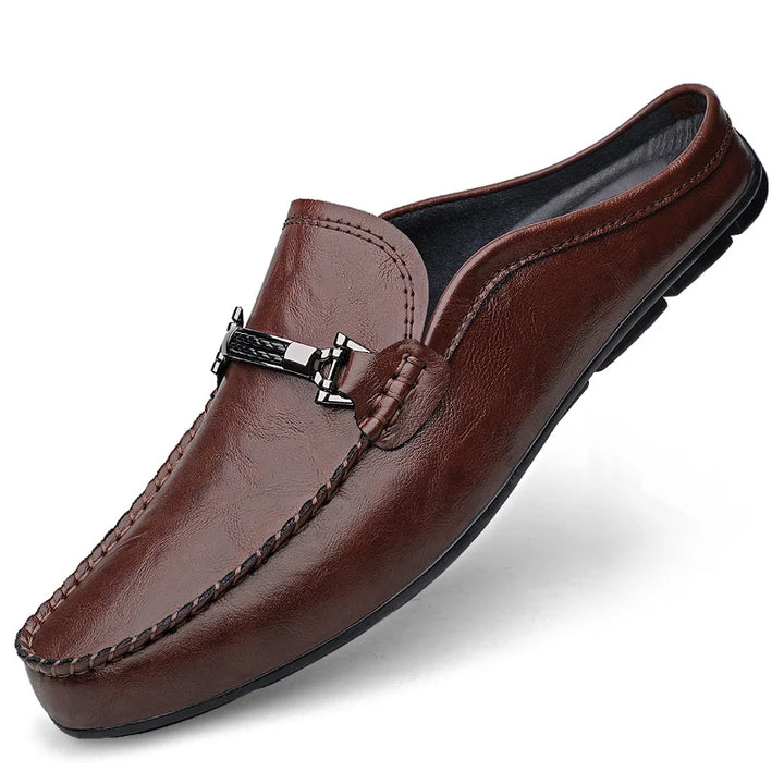 Men's Brown Leather Loafers | Classic Comfortable Casual Flat Shoes