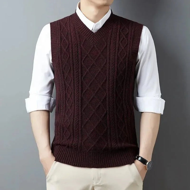 Men's Cable Knit Vest | Warm Textured Autumn Layer 1