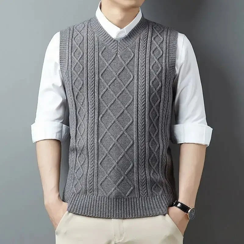 Men's Cable Knit Vest | Warm Textured Autumn Layer 3