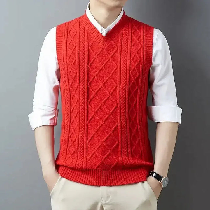 Men's Cable Knit Vest | Warm Textured Autumn Layer 7