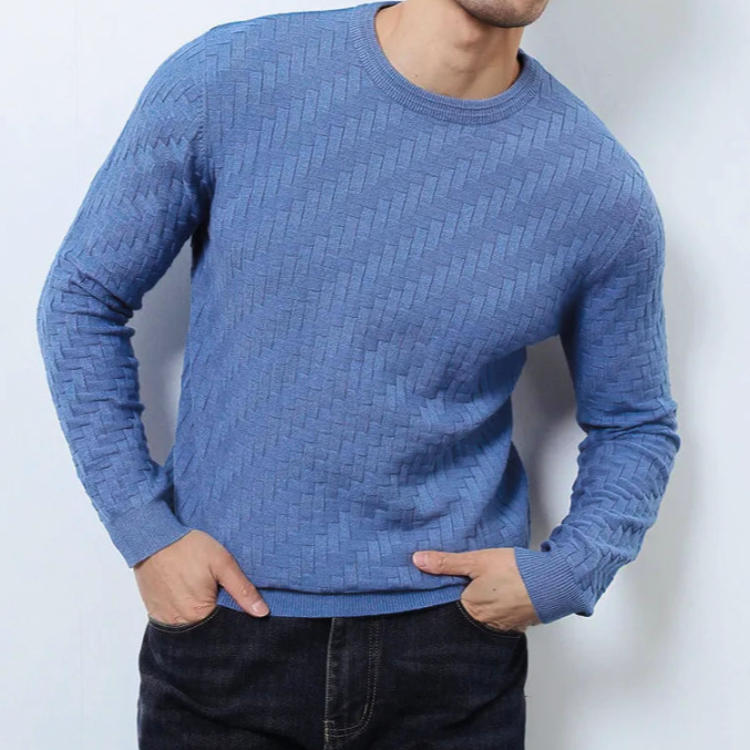 Men's cashmere-blend crewneck sweater with soft texture