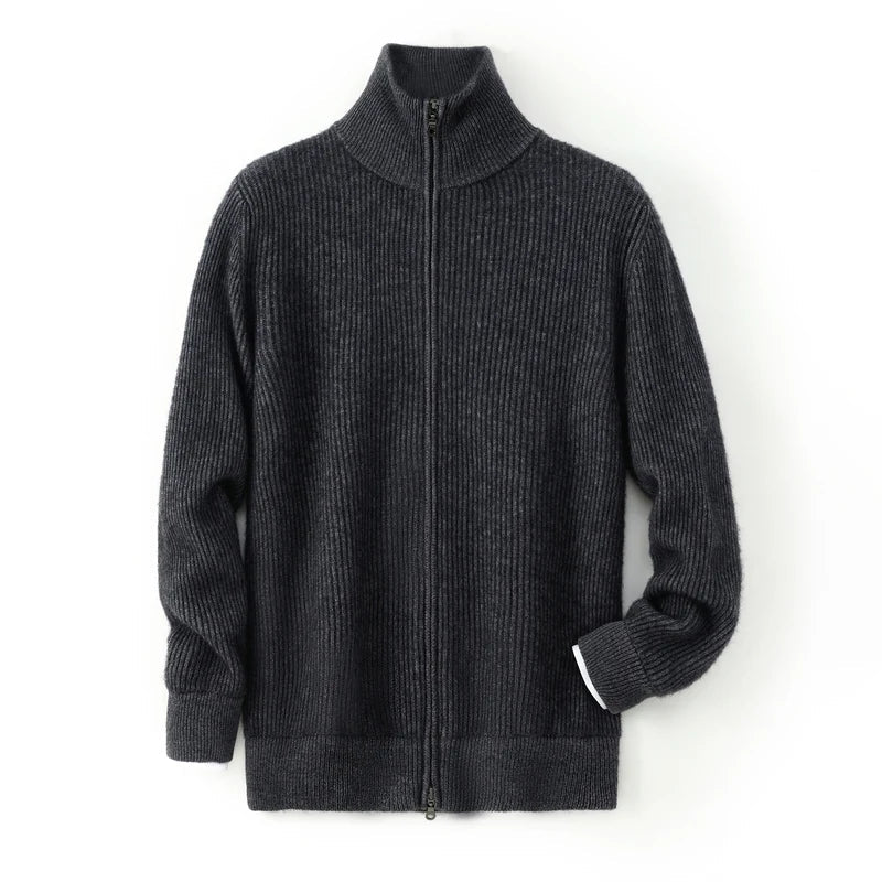 Men's Cashmere Zip Cardigan | Elevated Structured Warm Layer 2