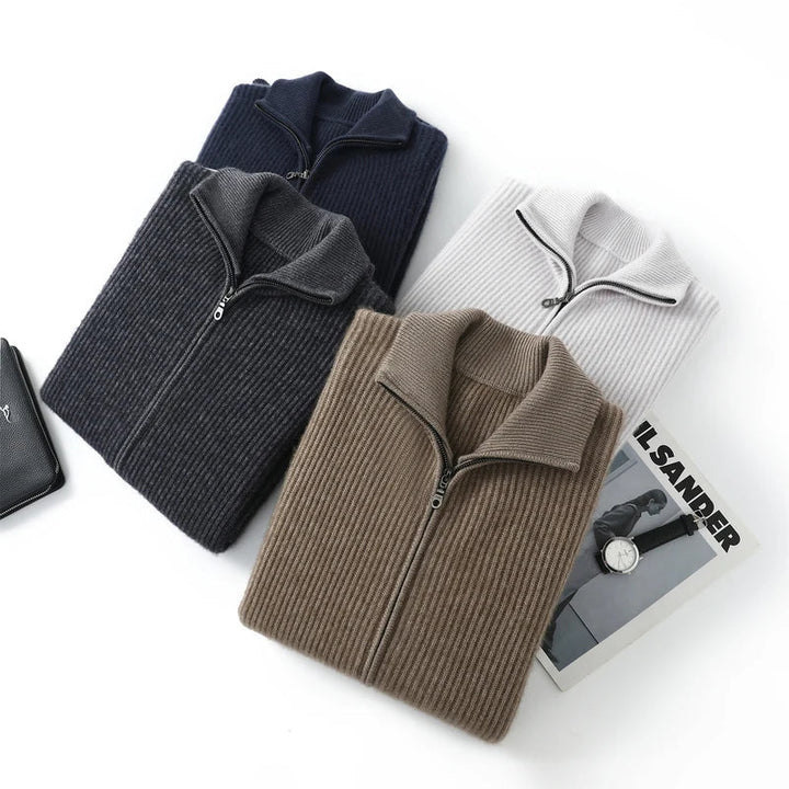 Men's Cashmere Zip Cardigan | Elevated Structured Warm Layer 5