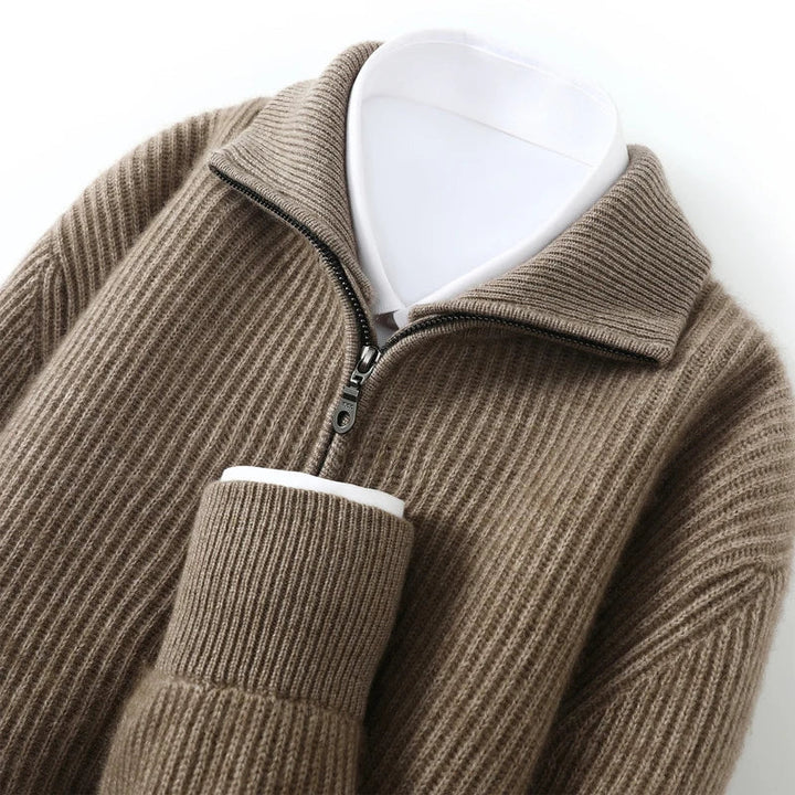 Men's Cashmere Zip Cardigan | Elevated Structured Warm Layer 6