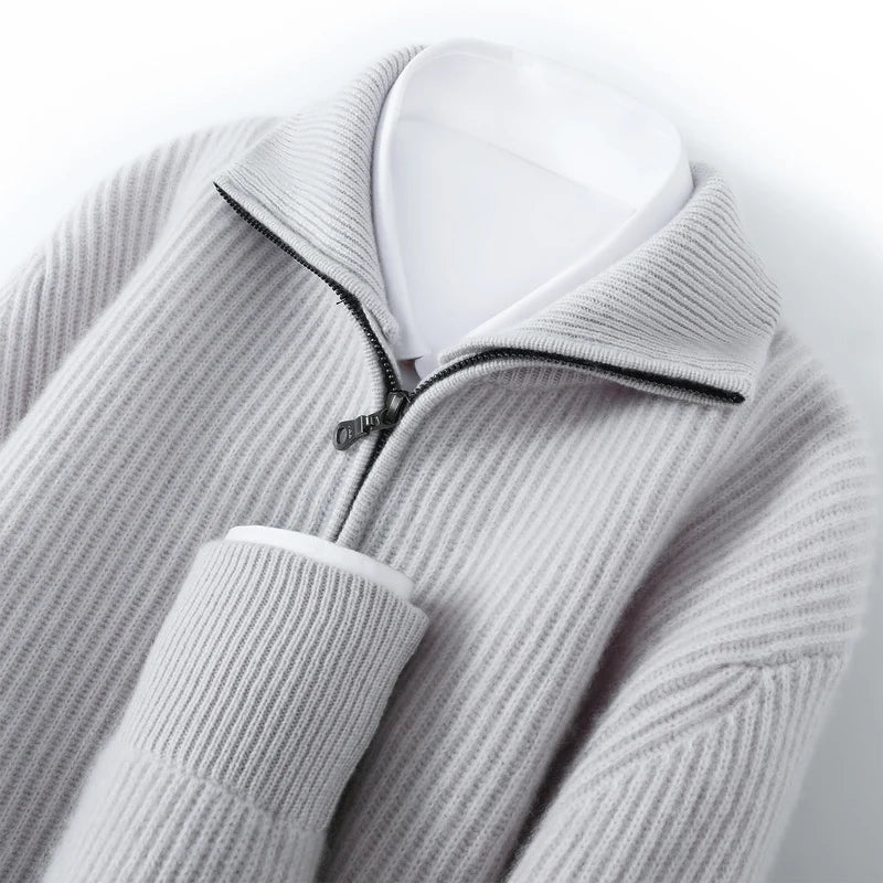 Men's Cashmere Zip Cardigan | Elevated Structured Warm Layer 7