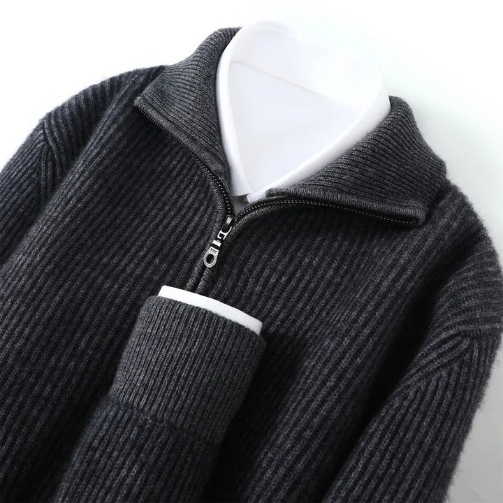 Men's Cashmere Zip Cardigan | Elevated Structured Warm Layer 8