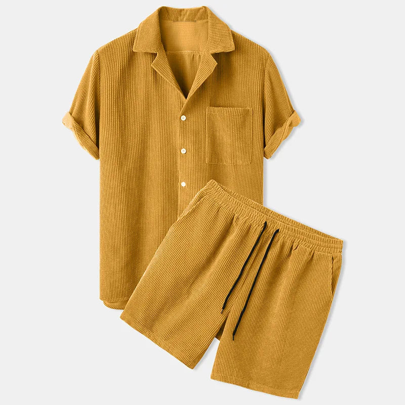 Men's Corduroy Tracksuit Set | Stylish Summer Casual Ensemble