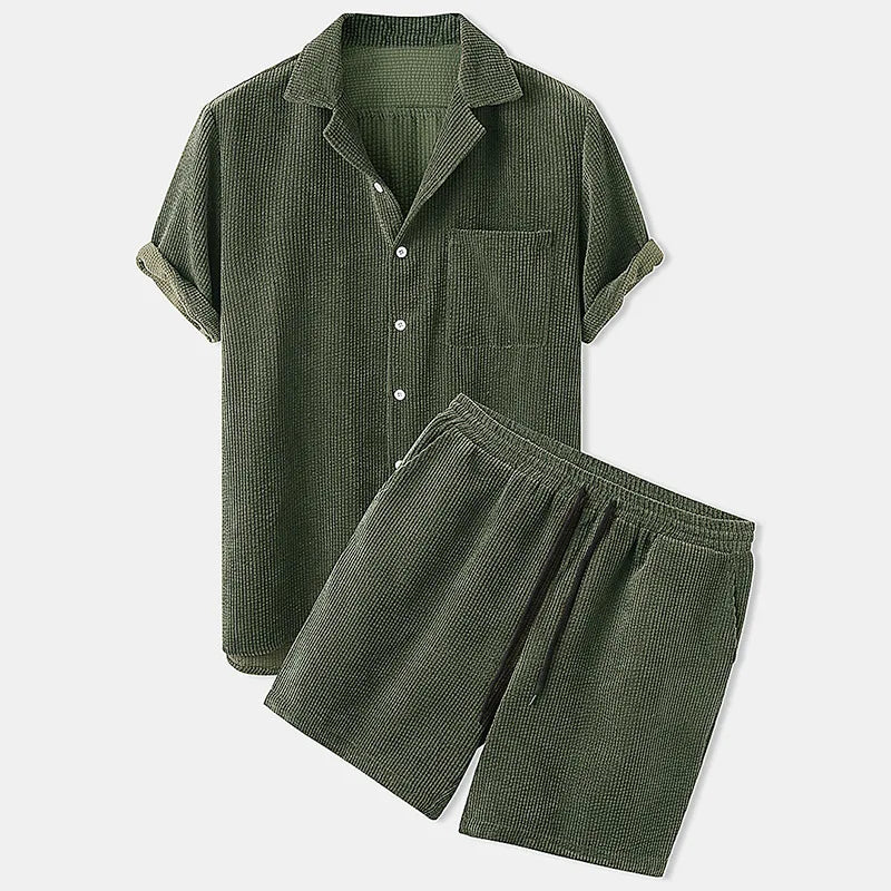 Men's Corduroy Tracksuit Set | Stylish Summer Casual Ensemble