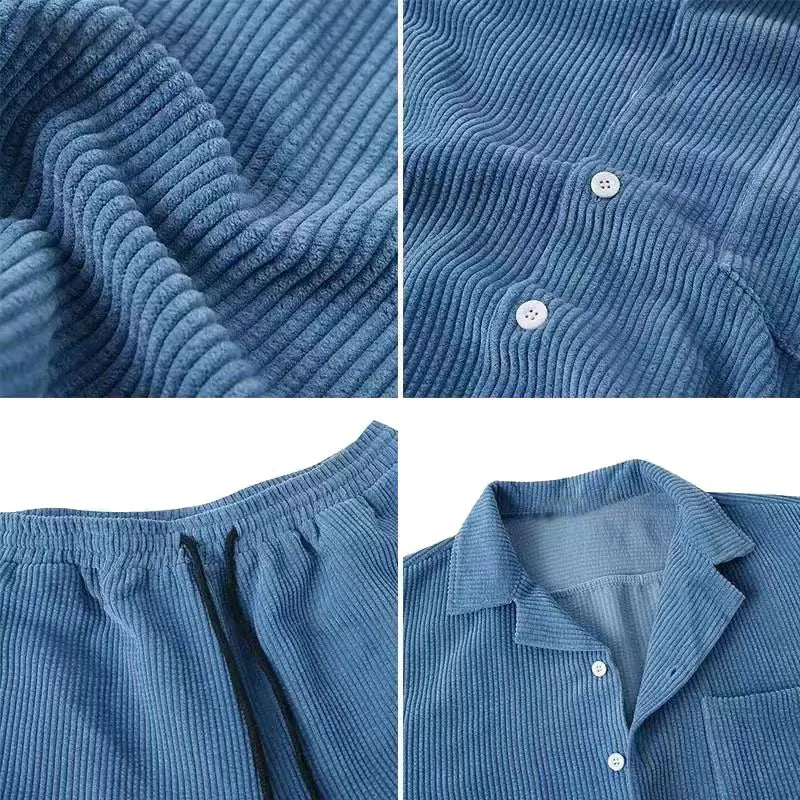 Men's Corduroy Tracksuit Set | Stylish Summer Casual Ensemble