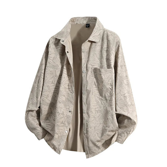 Men's cotton blend shirt jacket with loose autumn layering fit