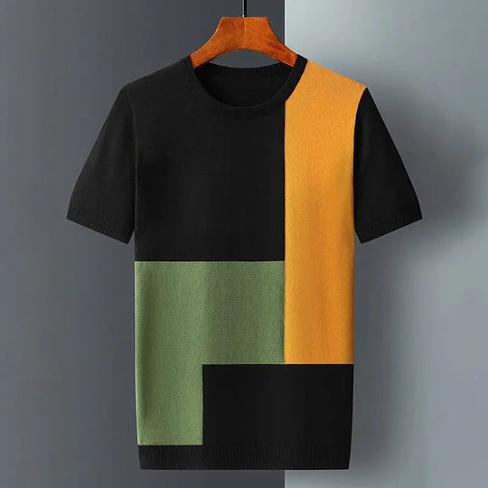 Men's Cotton Blend Color Block Shirt | Sculptural Tailored Design 0