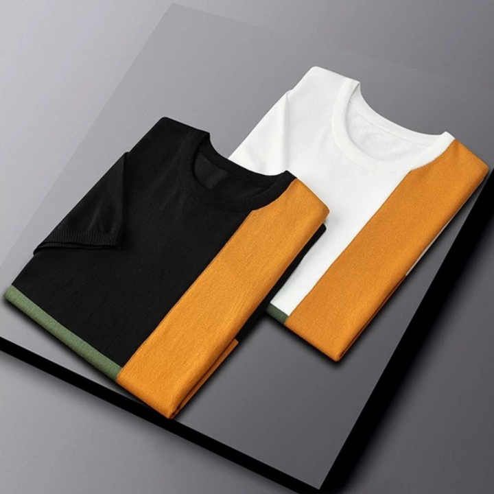 Men's Cotton Blend Color Block Shirt | Sculptural Tailored Design 4