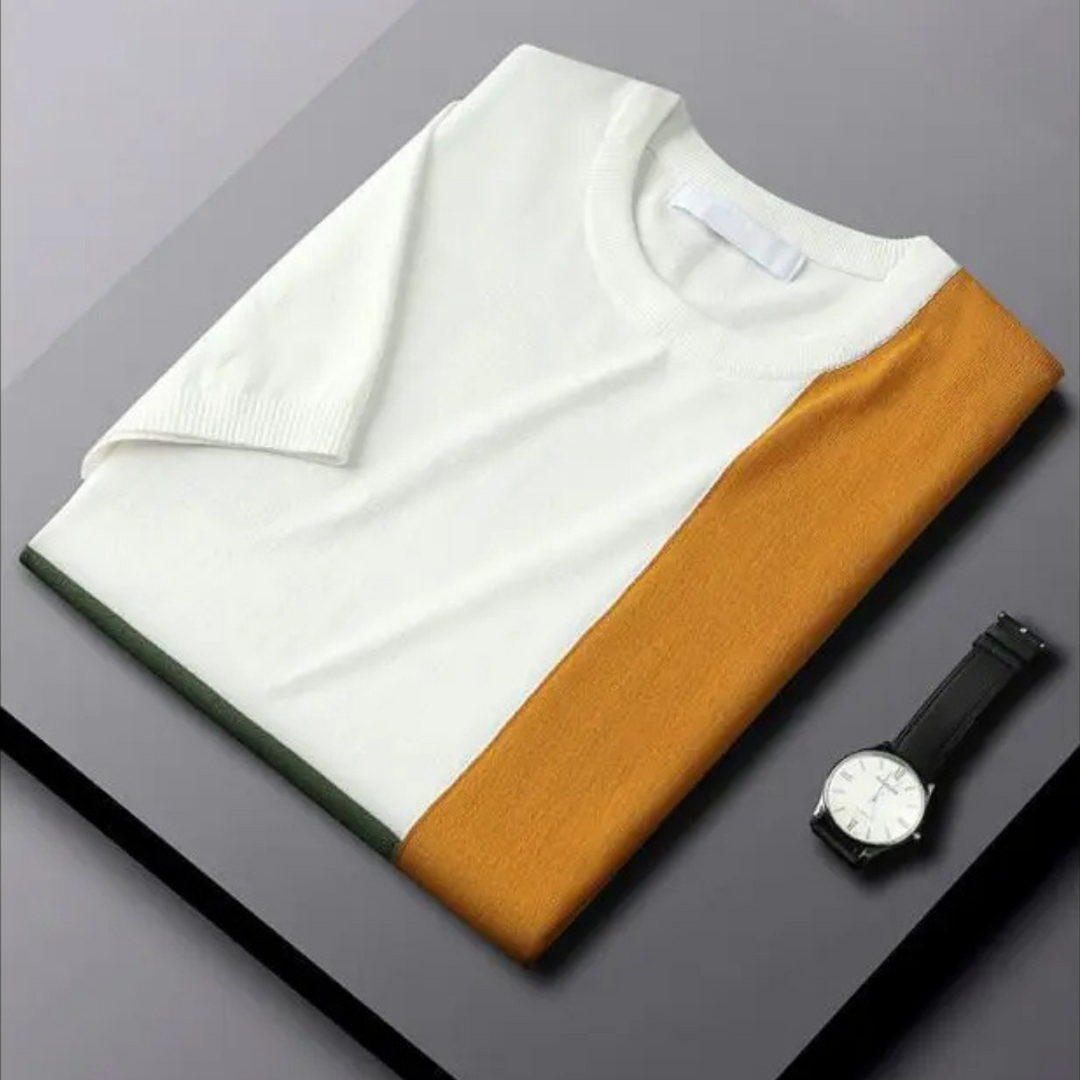 Men's Cotton Blend Color Block Shirt | Sculptural Tailored Design 5