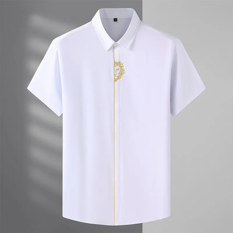 Men's Cotton Blend Embroidered Shirt | Casual Oversized Summer Essential