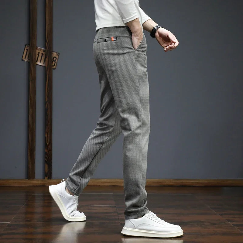 Men's Cotton Blend Khaki Pants | Stylish Slim Fit for Autumn-Winter 2