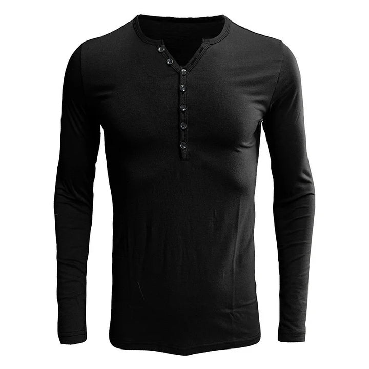 Men's Cotton Blend Long Sleeve Henley T-Shirt | Trendy Slim Fit Essential 1