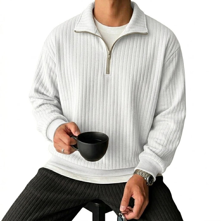Men's Cotton Blend Quarter Zip Sweatshirt | Stylish Modern Layering Essential 2