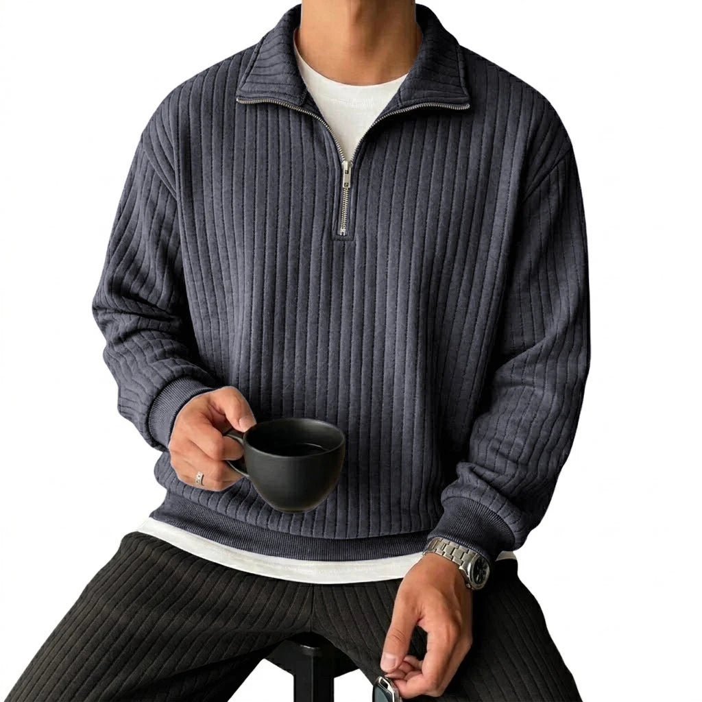 Men's Cotton Blend Quarter Zip Sweatshirt | Stylish Modern Layering Essential 3