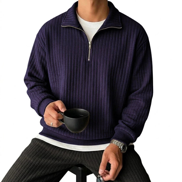 Men's Cotton Blend Quarter Zip Sweatshirt | Stylish Modern Layering Essential 4