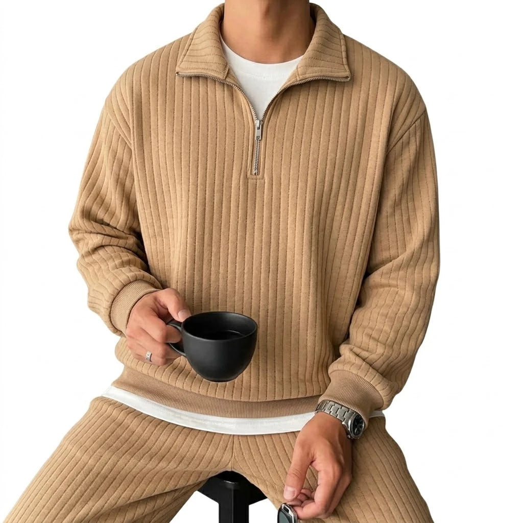 Men's Cotton Blend Quarter Zip Sweatshirt | Stylish Modern Layering Essential 6