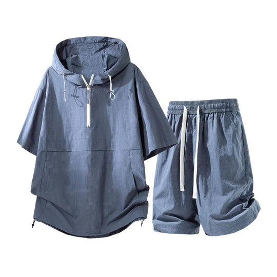 Men's cotton blend T-shirt and matching shorts summer set