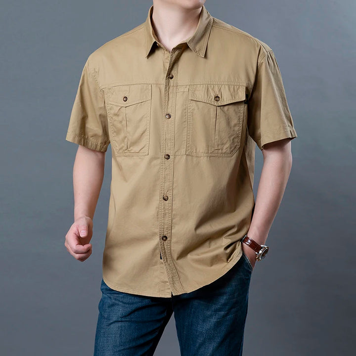 Men's Cotton Button Down Shirt | Vintage Cargo Style for Casual Comfort 4
