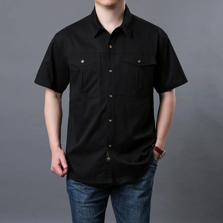 Men's Cotton Button Down Shirt | Vintage Cargo Style for Casual Comfort 5