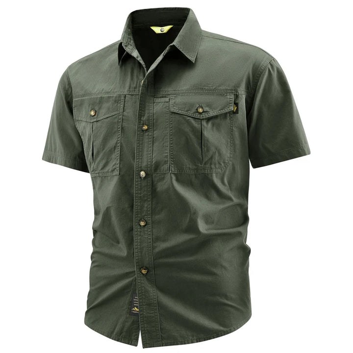 Men's Cotton Button Down Shirt | Vintage Cargo Style for Casual Comfort 9