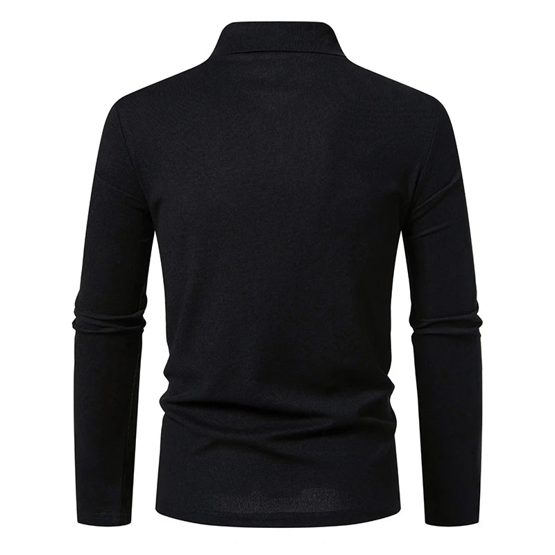 Men's Cotton Color Block Long Sleeve Polo Shirt | Stylish Autumn Business Essential 2