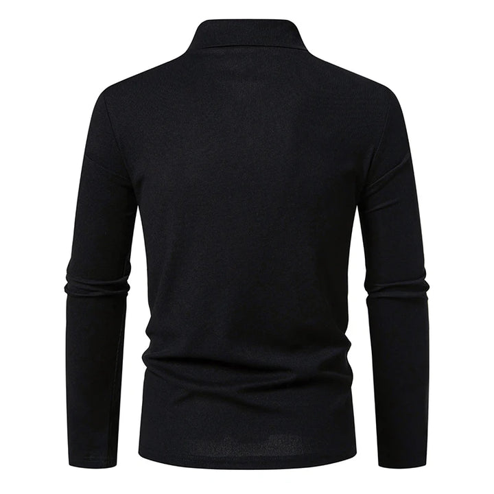 Men's Cotton Color Block Long Sleeve Polo Shirt | Stylish Autumn Business Essential 2