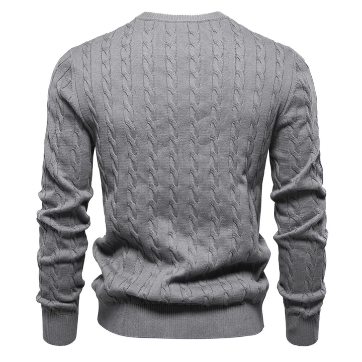 Men's Cotton Knit Sweater | Classic Twist Design with Playful Giraffe Embroidery | Soft Touch Comfort
