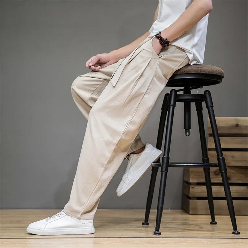 Men's Cotton Linen Harem Jogger Pants | Lightweight Breathable Comfort Fit