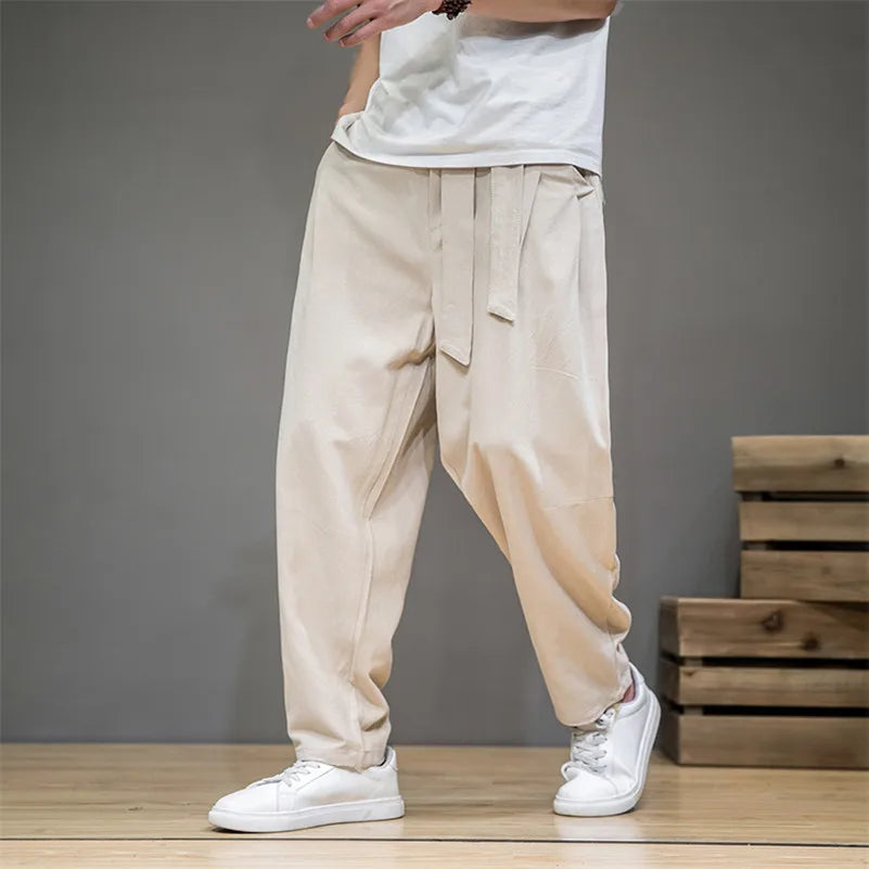 Men's Cotton Linen Harem Jogger Pants | Lightweight Breathable Comfort Fit