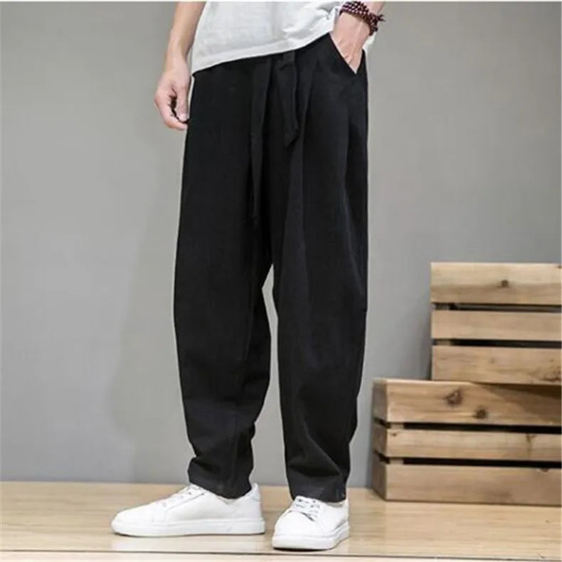 Men's Cotton Linen Harem Jogger Pants | Lightweight Breathable Comfort Fit