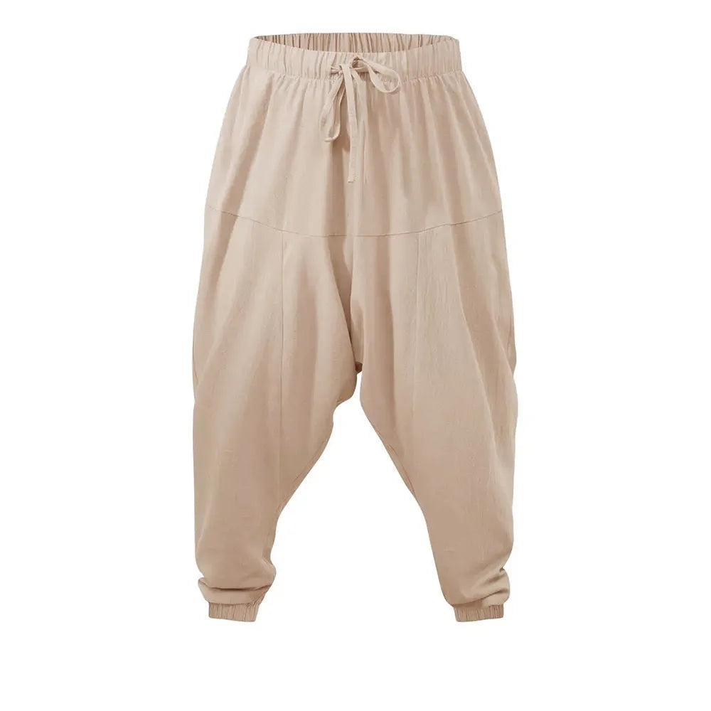 Men's Cotton Linen Harem Pants | Lightweight Breathable Comfort Fit |
