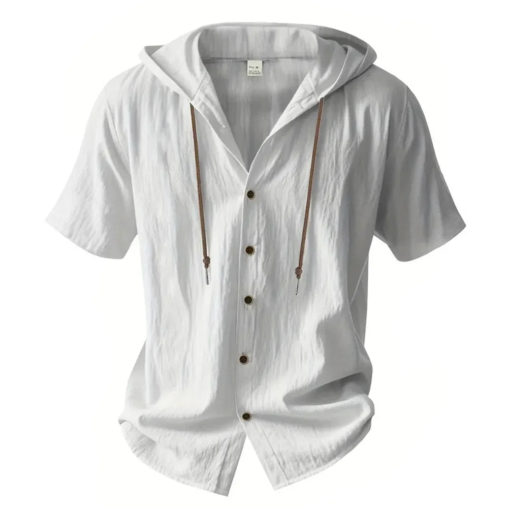 Men's Cotton Linen Hooded Shirt | Lightweight Breathable Summer Essential 2