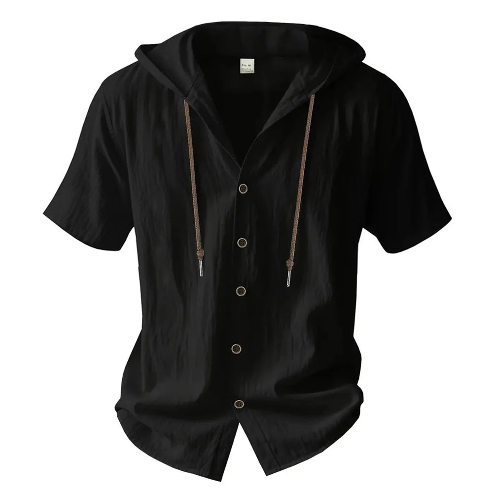 Men's Cotton Linen Hooded Shirt | Lightweight Breathable Summer Essential 3