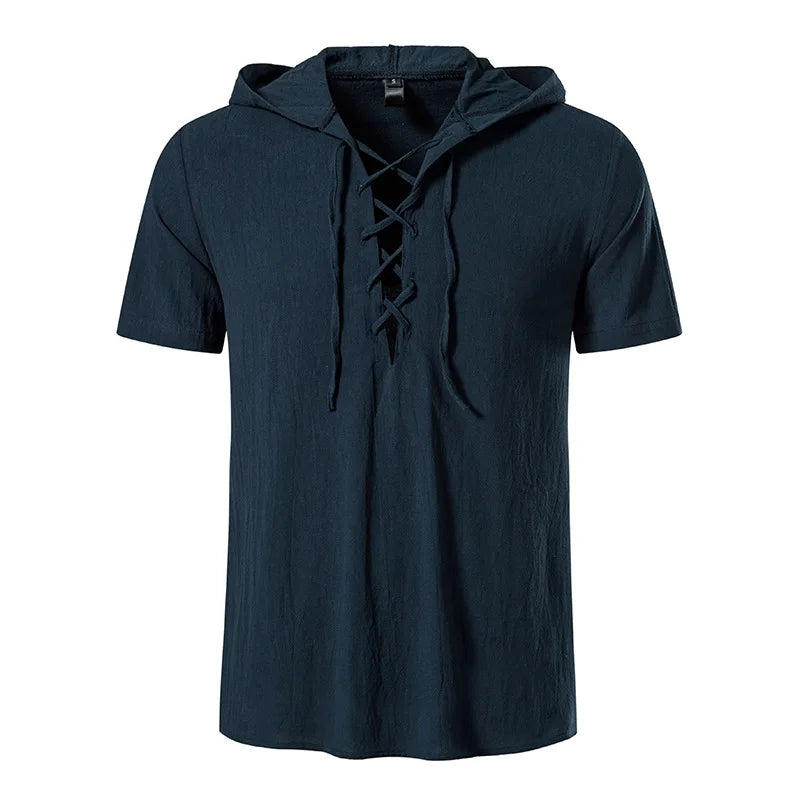 Men's Cotton Linen Hooded Shirt | Lightweight Casual Summer Essential 3