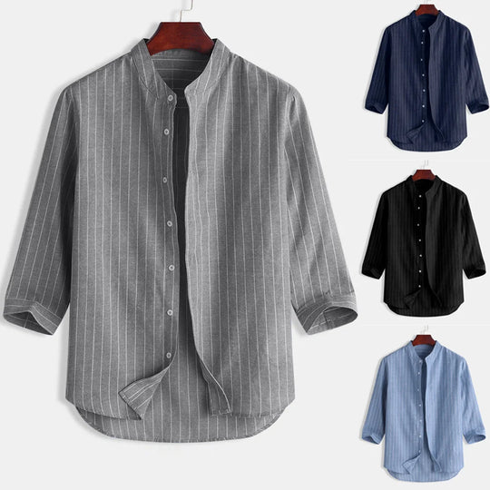 Men's Cotton Linen Long Sleeve Shirt | Lightweight Breathable Summer Essential 0