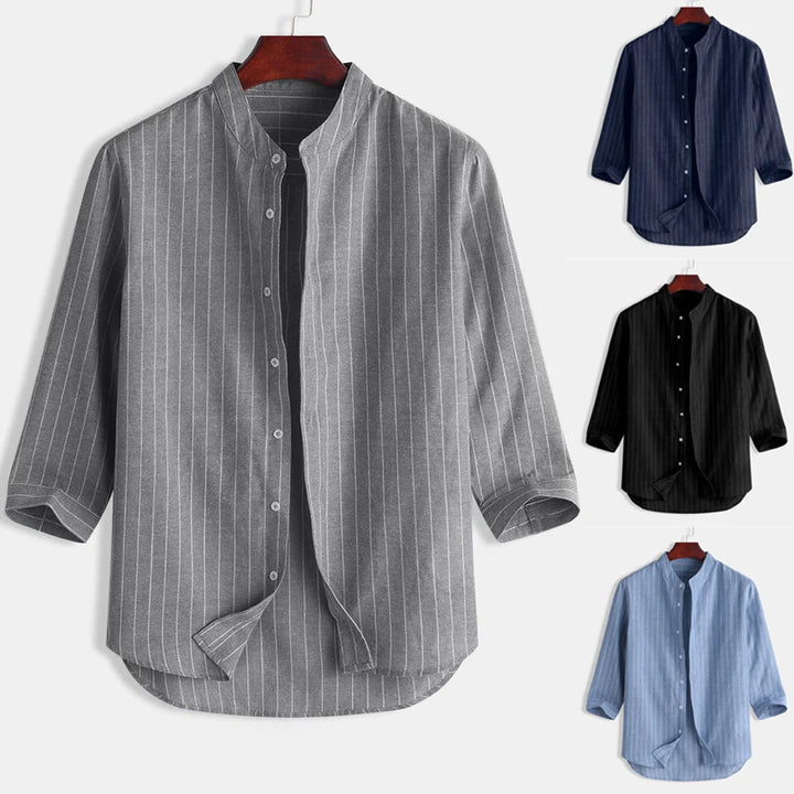 Men's Cotton Linen Long Sleeve Shirt | Lightweight Breathable Summer Essential 0
