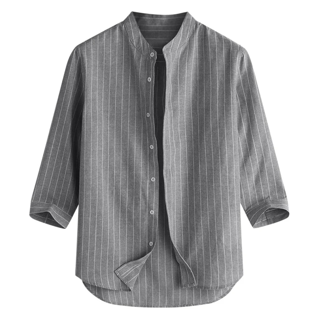 Men's Cotton Linen Long Sleeve Shirt | Lightweight Breathable Summer Essential 1