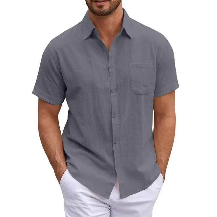 Men's Cotton Linen Short Sleeve Shirt | Lightweight Breathable Casual Essential 3