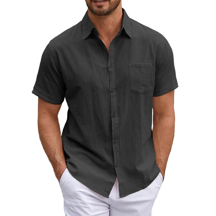 Men's Cotton Linen Short Sleeve Shirt | Lightweight Breathable Casual Essential 4